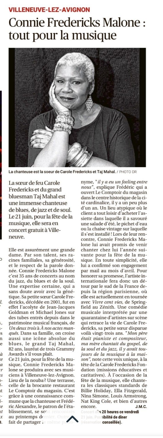 Newspaper articles about Connie in Villeneuve les Avignon